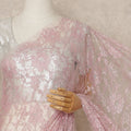 Blush Pink Outline Metallic French Chantilly Saree Lace With Stone Work Elegant Floral Net Design 5.5 Mtrs Length 110 Cms Width Premium Soft Sheer Fabric France Origin-D28900 Regal Fabrics