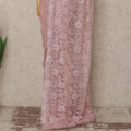Blush Pink Outline Metallic French Chantilly Saree Lace With Stone Work Elegant Floral Net Design 5.5 Mtrs Length 110 Cms Width Premium Soft Sheer Fabric France Origin-D28900 Regal Fabrics