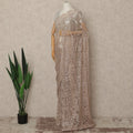 Champagne Beige Outline Metallic French Chantilly Saree Lace With Stone Work Elegant Floral Net Design 5.5 Mtrs Length 110 Cms Width Premium Soft Sheer Fabric France Origin-D28898 Regal Fabrics