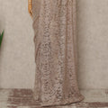 Champagne Beige Outline Metallic French Chantilly Saree Lace With Stone Work Elegant Floral Net Design 5.5 Mtrs Length 110 Cms Width Premium Soft Sheer Fabric France Origin-D28898 Regal Fabrics
