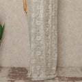 Ivory Off White Outline Metallic French Chantilly Saree Lace With Stone Work Elegant Floral Net Design 5.5 Mtrs Length 110 Cms Width Premium Soft Sheer Fabric France Origin-D28901 Regal Fabrics