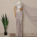 Dusty Mauve Pink Outline Metallic French Chantilly Saree Lace With Stone Work Elegant Floral Net Design 5.5 Mtrs Length 110 Cms Width Premium Soft Sheer Fabric France Origin-D28903 Regal Fabrics