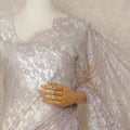 Dusty Mauve Pink Outline Metallic French Chantilly Saree Lace With Stone Work Elegant Floral Net Design 5.5 Mtrs Length 110 Cms Width Premium Soft Sheer Fabric France Origin-D28903 Regal Fabrics