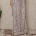 Dusty Mauve Pink Outline Metallic French Chantilly Saree Lace With Stone Work Elegant Floral Net Design 5.5 Mtrs Length 110 Cms Width Premium Soft Sheer Fabric France Origin-D28903 Regal Fabrics