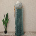 Silver Teal Premium French Ombre Chantilly Saree Lace With Stone Work 5.5 Mtrs Length 110 Cms Width Designer Net Fabric Made In France, Blouse Not Included-D28103 Regal Fabrics