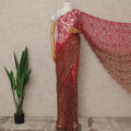 Coral Rust Premium French Ombre Chantilly Saree Lace With Stone Work 5.5 Mtrs Length 110 Cms Width Designer Net Fabric Made In France, Blouse Not Included-D28104 Regal Fabrics