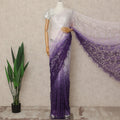 Lavender Purple Premium French Ombre Chantilly Saree Lace With Stone Work 5.5 Mtrs Length 110 Cms Width Designer Net Fabric Made In France, Blouse Not Included-D28101