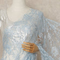 Powder Blue Outline Metallic French Chantilly Saree Lace With Stone Work Elegant Floral Net Design 5.5 Mtrs Length 110 Cms Width Premium Soft Sheer Fabric France Origin-D28899 Regal Fabrics