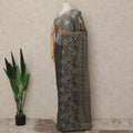 Black Silver Metallic French Chantilly Saree Lace With Stone Work Elegant Floral Net Design 5.5 Mtrs Length 110 Cms Width Premium Soft Sheer Fabric France Origin-D28919 Regal Fabrics