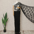 Classic Black Premium French Chantilly Saree Lace With Stone Work 5.5 Mtrs Length 110 Cms Width Designer Net Fabric Made In France, Blouse Not Included-D28110