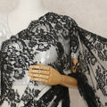 Classic Black Premium French Chantilly Saree Lace With Stone Work 5.5 Mtrs Length 110 Cms Width Designer Net Fabric Made In France, Blouse Not Included-D28110