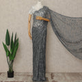 Grey French Chantilly Lace Saree with bead work and sequins