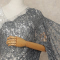 Grey French Chantilly Lace Saree with bead work and sequins