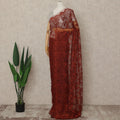 Red French Metallic Chantilly Lace Saree