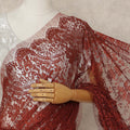 Red French Metallic Chantilly Lace Saree