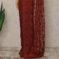 Red French Metallic Chantilly Lace Saree