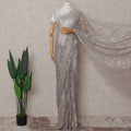 Metallic Silver French Chantilly Lace Saree