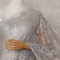 Metallic Silver French Chantilly Lace Saree