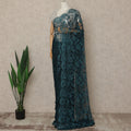 Teal Blue Black Premium French 2 Tone Chantilly Saree Lace Fabric 5.5 Meters x 110 Cms Width Elegant Floral Net Material From France Unstitched Blouse Not Included-D28153