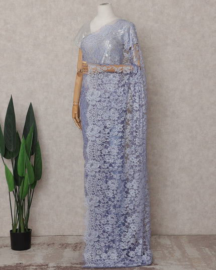 Periwinkle Blue French Lace Saree Piece