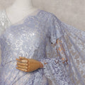 Periwinkle Blue French Lace Saree Piece