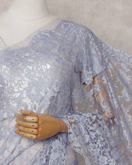Periwinkle Blue French Lace Saree Piece
