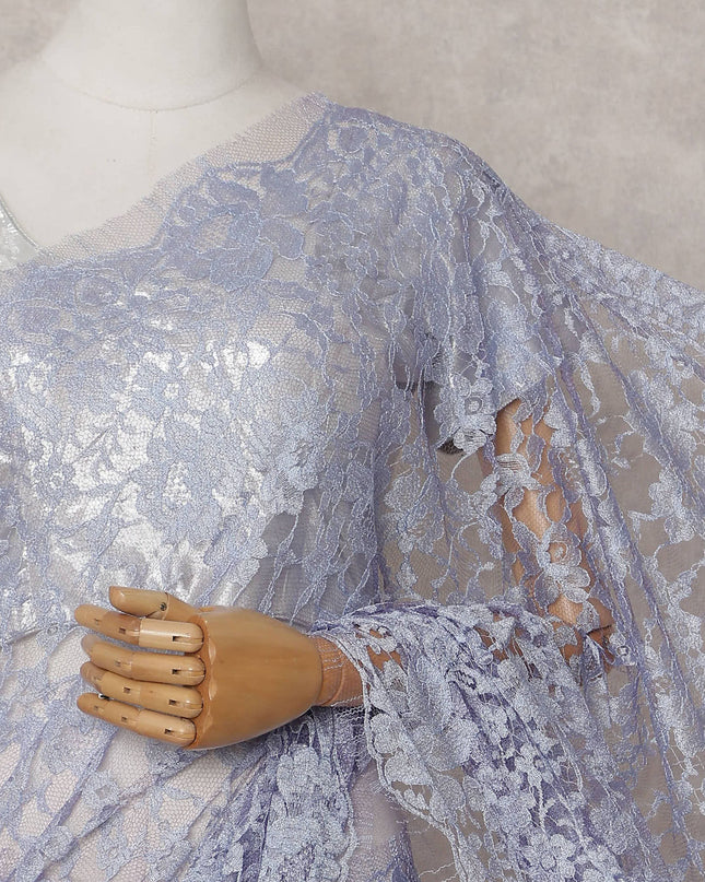 Periwinkle Blue French Lace Saree Piece
