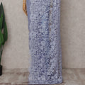Periwinkle Blue French Lace Saree Piece