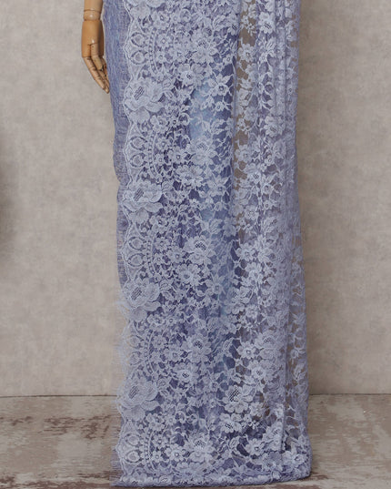 Periwinkle Blue French Lace Saree Piece