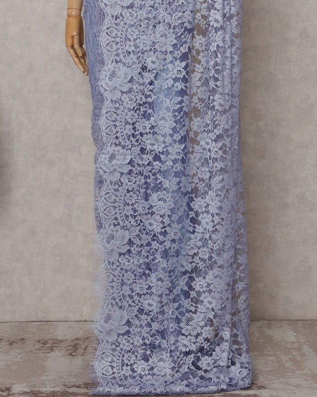 Periwinkle Blue French Lace Saree Piece