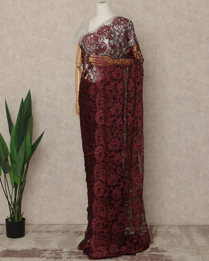 Teal Green French Chantilly Lace Saree