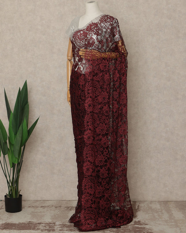 Teal Green French Chantilly Lace Saree