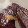 Teal Green French Chantilly Lace Saree