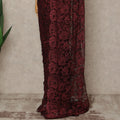 Deep Maroon Premium French Chantilly Saree Lace Fabric 5.5 Meters x 110 Cms Width Elegant Floral Net Material From France Unstitched Blouse Not Included-D28159