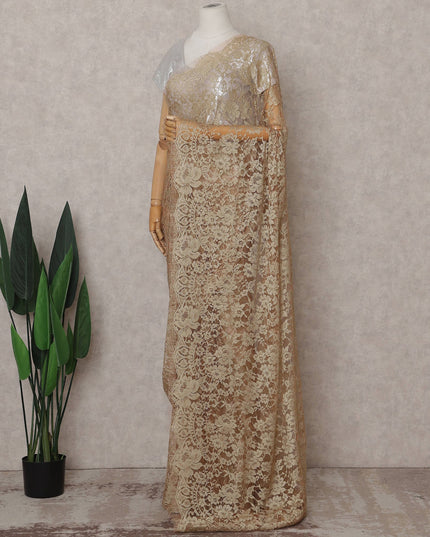 Champagne Gold French Chantilly Lace Saree