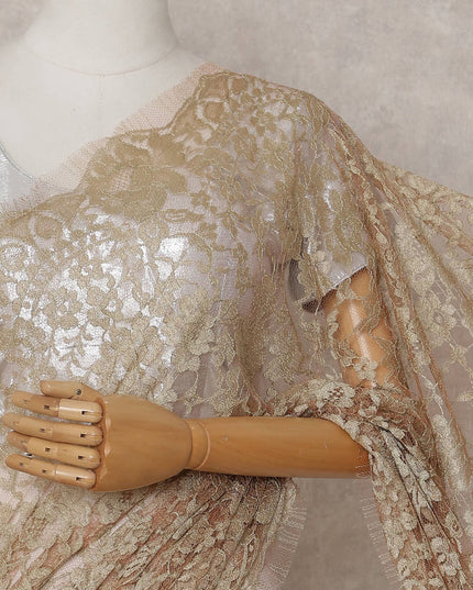 Champagne Gold French Chantilly Lace Saree