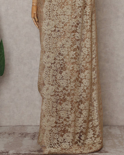 Champagne Gold French Chantilly Lace Saree