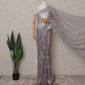 Dove Grey French Lace Saree Piece