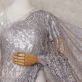 Dove Grey French Lace Saree Piece