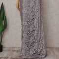 Dove Grey French Lace Saree Piece