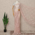 Soft Baby Pink French Chantilly Lace Saree with Bead & Sequin Work 5.5 Meters Length 110 Cms Width Premium Embellished Floral Lace Fabric Elegant Sheer Saree France-D28706 Regal Fabrics