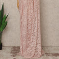 Soft Baby Pink French Chantilly Lace Saree with Bead & Sequin Work 5.5 Meters Length 110 Cms Width Premium Embellished Floral Lace Fabric Elegant Sheer Saree France-D28706 Regal Fabrics