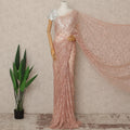 Blush Pink French Chantilly Lace Saree with Bead & Sequin Work 5.5 Meters Length 110 Cms Width Premium Embellished Floral Lace Fabric Elegant Sheer Saree France-D28704 Regal Fabrics