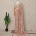 Blush Pink French Chantilly Lace Saree with Bead & Sequin Work 5.5 Meters Length 110 Cms Width Premium Embellished Floral Lace Fabric Elegant Sheer Saree France-D28704 Regal Fabrics