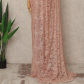 Blush Pink French Chantilly Lace Saree with Bead & Sequin Work 5.5 Meters Length 110 Cms Width Premium Embellished Floral Lace Fabric Elegant Sheer Saree France-D28704 Regal Fabrics