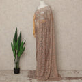 Blush Peach French Chantilly Lace Saree with Bead & Sequin Work 5.5 Meters Length 110 Cms Width Premium Embellished Floral Lace Fabric Elegant Sheer Saree France-D28700 Regal Fabrics