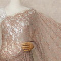 Blush Peach French Chantilly Lace Saree with Bead & Sequin Work 5.5 Meters Length 110 Cms Width Premium Embellished Floral Lace Fabric Elegant Sheer Saree France-D28700 Regal Fabrics