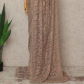 Blush Peach French Chantilly Lace Saree with Bead & Sequin Work 5.5 Meters Length 110 Cms Width Premium Embellished Floral Lace Fabric Elegant Sheer Saree France-D28700 Regal Fabrics