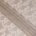 Beige Floral Designer Synthetic Lace Fabric Elegant Sheer Floral Pattern Soft Lace Material 110 Cms Width Indonesia Origin-D28536