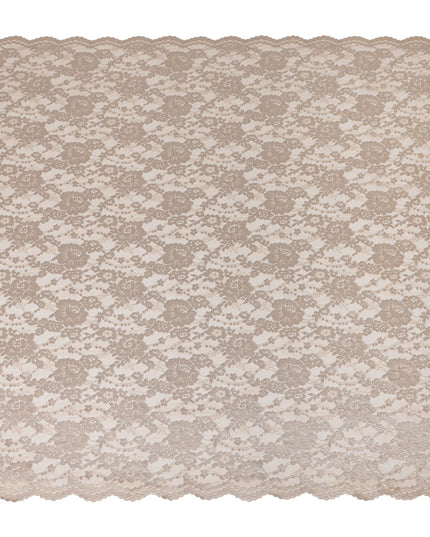 Beige Floral Designer Synthetic Lace Fabric Elegant Sheer Floral Pattern Soft Lace Material 110 Cms Width Indonesia Origin-D28536